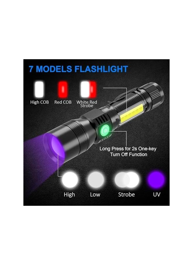PROMASS promass Scorpion Flashlight with Magnet - 3-in-1 Tactical UV 395nm Blacklight, Redlight, and Side Work Light, 1200 Lumen, Zoomable, 7 Modes, IPX6 Waterproof LED Torch, Ideal for Camping  - Image 2
