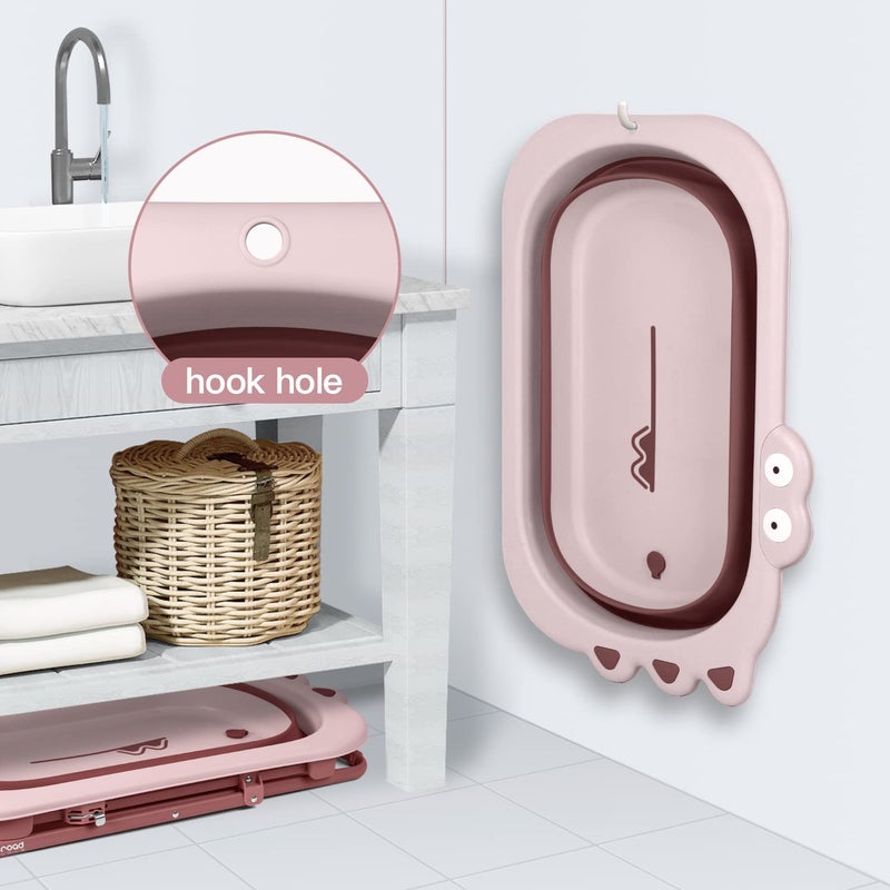 Beberoad Love Collapsible Baby Bathtub for Newborn to Toddler â€“ Portable & Adjustable Infant Tub with Non-Slip Design, Space-Saving Bathtub for Travel & Home Use (Pink) - Image 3
