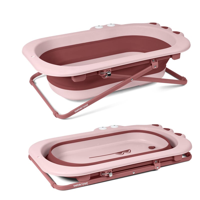 Beberoad Love Collapsible Baby Bathtub for Newborn to Toddler â€“ Portable & Adjustable Infant Tub with Non-Slip Design, Space-Saving Bathtub for Travel & Home Use (Pink) - Image 1