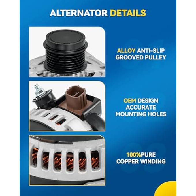 PHILTOP Alternator New 8220N Fit for 1998-2002 Accord,1997-1999 CL 12V 105Amp CWS6 Groove Pulley 06311P8C505RM,10463963,10464417,10480228,10480228A,10480453,31100P8AA01,31100P8AA02,31100P8CA02 - Image 4