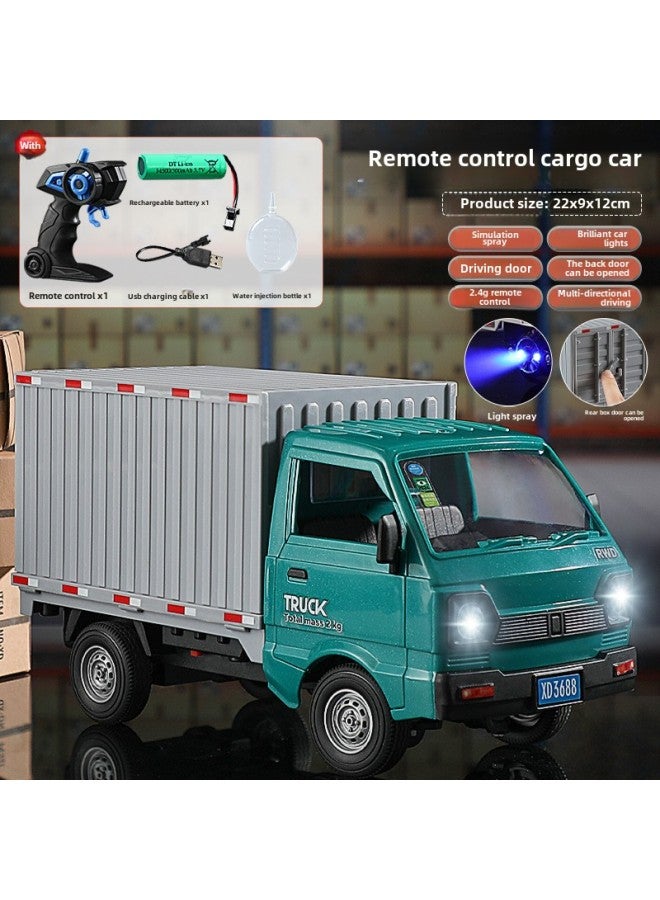 Loquat Spray Sound And Light Remote Control Car Simulation Double Door Micro Card Liuzhou Drift Car Bread Truck Children's Toy Car-Color:Green Van-Proportion:With Spray + Sound Effects + Lighting (three El - Image 1