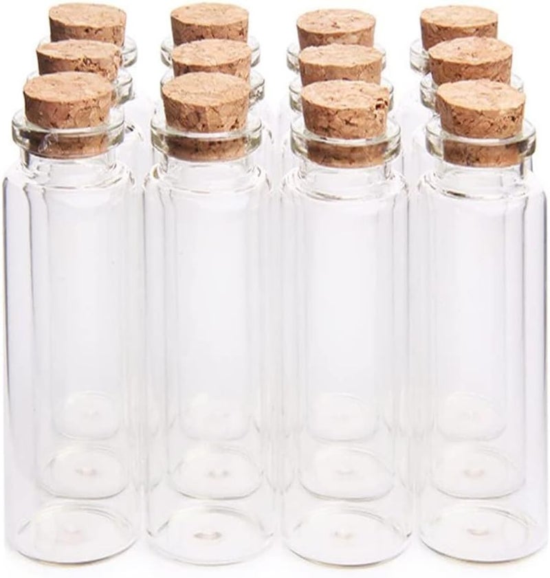 Danmu 90ml / 3oz Small Glass Bottles with Wood Cork Stoppers, Mini Jars for Wedding & Baby Shower Favors, DIY Craft 12 Pack - Image 1