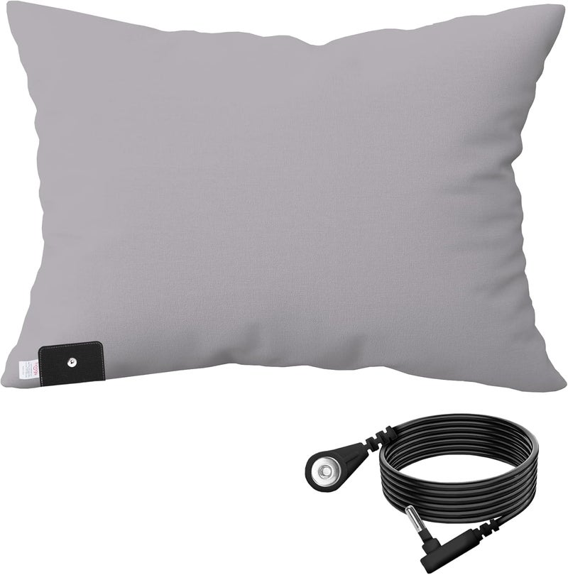hooga Grounding Pillow Case, Queen Size Earth Connected Pillowcase, Bedding. Improve Sleep, Energy, Inflammation, Snoring. 94% Organic Cotton, 6% Silver Fiber, 20’’x30’’ Size. Gray - Image 1