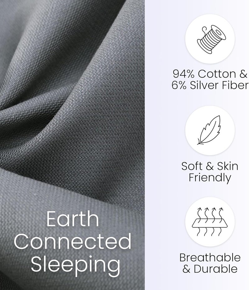hooga Grounding Pillow Case, Queen Size Earth Connected Pillowcase, Bedding. Improve Sleep, Energy, Inflammation, Snoring. 94% Organic Cotton, 6% Silver Fiber, 20’’x30’’ Size. Gray - Image 4