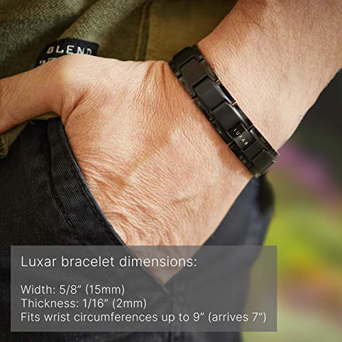 LUXAR Men's Titanium Magnetic Linked Bracelet | Double Magnet Strength with Powerful Rare-Earth Neodymium Magnets | Adjustable Length with Steel Resizing Tool (Brushed Black) - Image 2