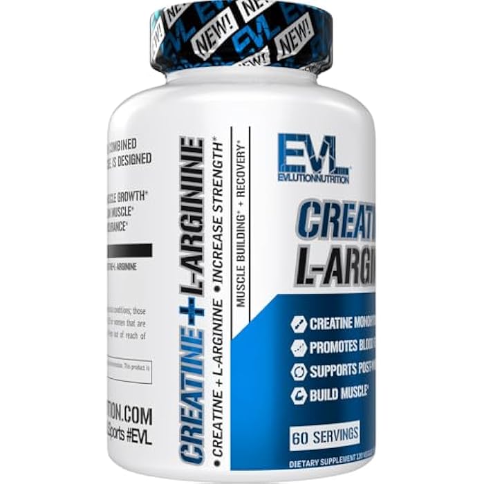 Evlution Nutrition Creatine + L-Arginine - Supports Blood Flow, Post-Workout Recovery & Lean Muscle Growth - 500mg Creatine Monohydrate & 500mg L-Arginine Per Serving -60 Servings -120 Veggie Capsules - Image 5