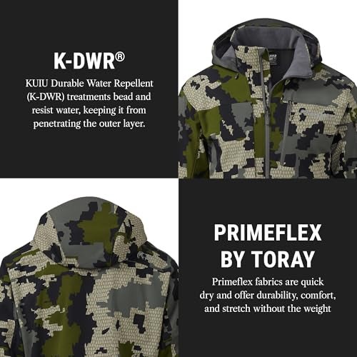 KUIU Guide PRO Hooded Jacket - Wind Resistant, Water Repellent, Soft-Shell Mountain Hunting Jacket with Adjustable Storm Hood and Enhanced Articulation - Image 5