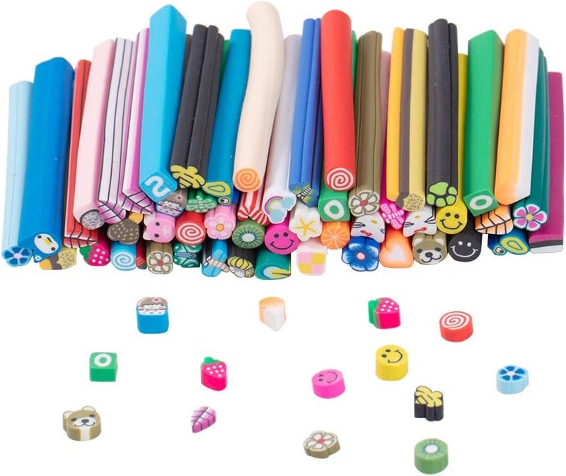 NBEADS 50 قطعة أنماط مختلطة شرائح طين بوليمر ملصقات فن الأظافر زخرفة فن الأظافر - Image 1