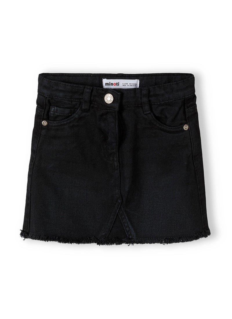 MINOTI Kids Girls Raw Hem And Buttton Fastening Skirt with Front Pockets  - Image 1