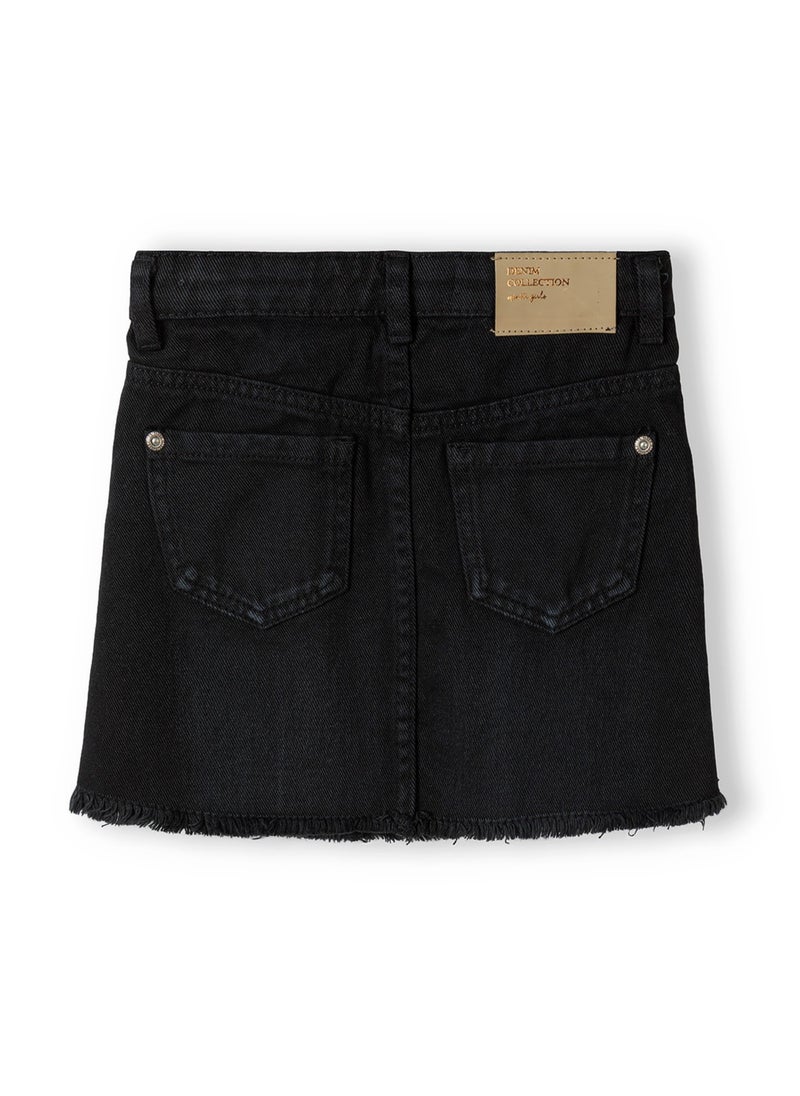 MINOTI Kids Girls Raw Hem And Buttton Fastening Skirt with Front Pockets  - Image 2