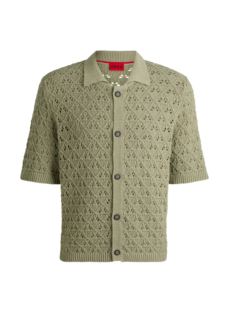 هوجو Open-structured shirt in a knitted cotton blend