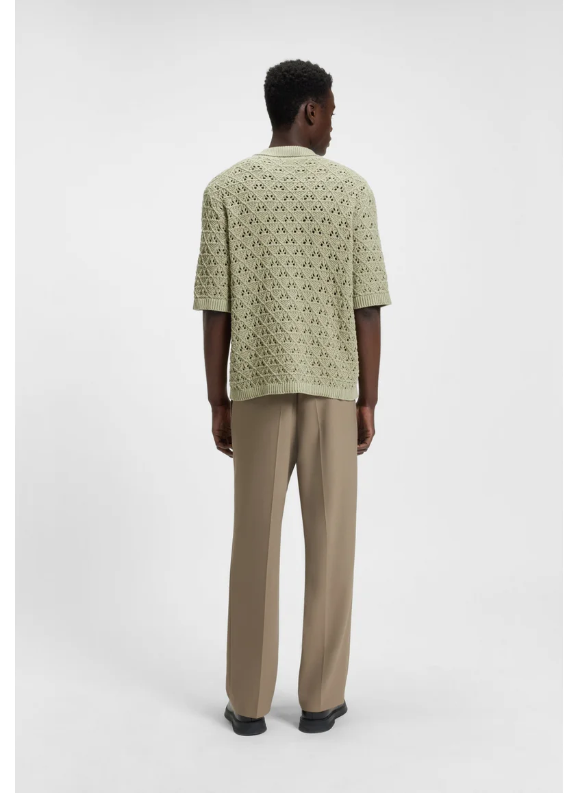 HUGO Open-structured shirt in a knitted cotton blend