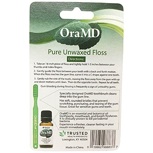 OraMD Oral Care Pure Unwaxed Dental Floss 54.6 Yards - PFOA-Free, Chemical Free, Shred Resistant - Unscented and Ultraclean Plaque Removal - Teeth and Gum Protection for Adults - Pack of 6 - Image 3