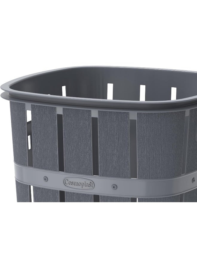 Cosmoplast سلة غسيل من خشب الأرز سعة 33 لتر بلاستيك رمادي - Image 2