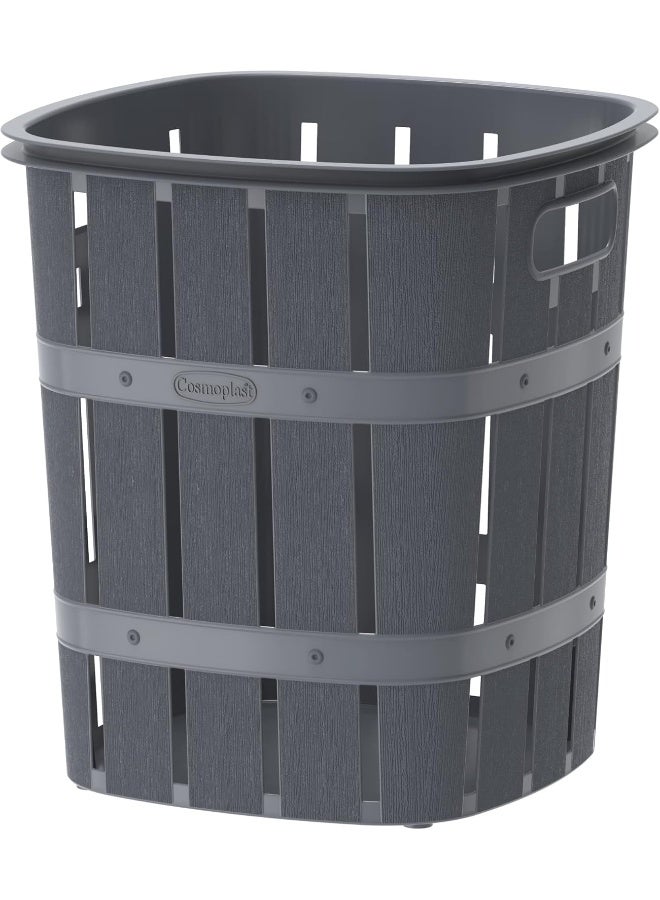 Cosmoplast سلة غسيل من خشب الأرز سعة 33 لتر بلاستيك رمادي - Image 1