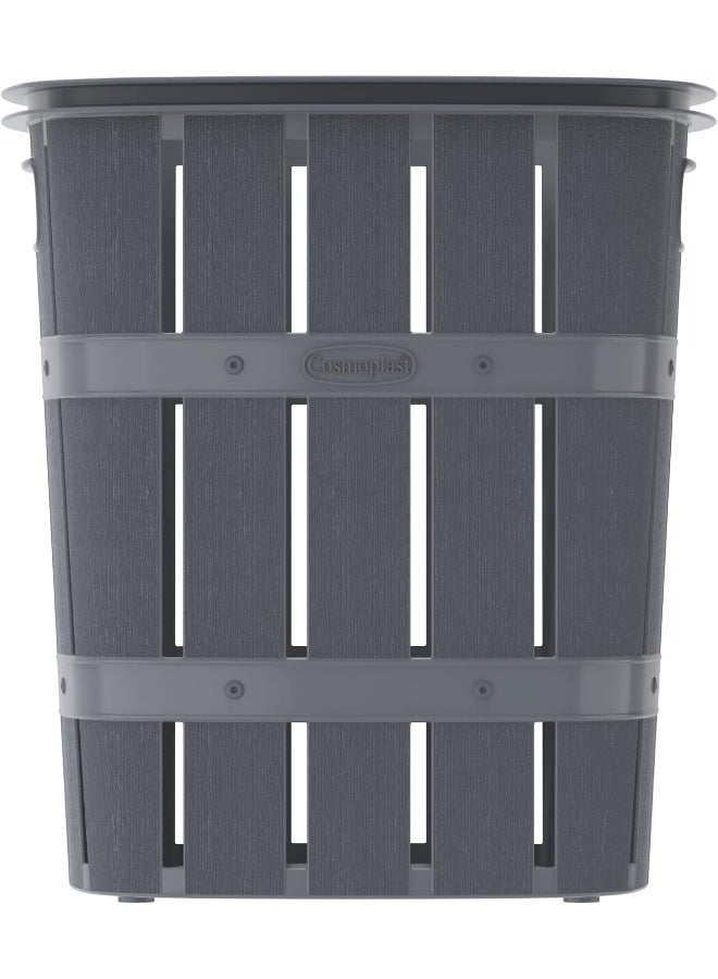 Cosmoplast سلة غسيل من خشب الأرز سعة 33 لتر بلاستيك رمادي - Image 4