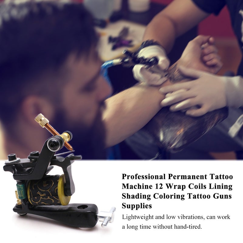 Professional Permanent Tattoo Machine 12 Wrap Coils Lining Shading Coloring Tattoo Guns Supplies - Image 3