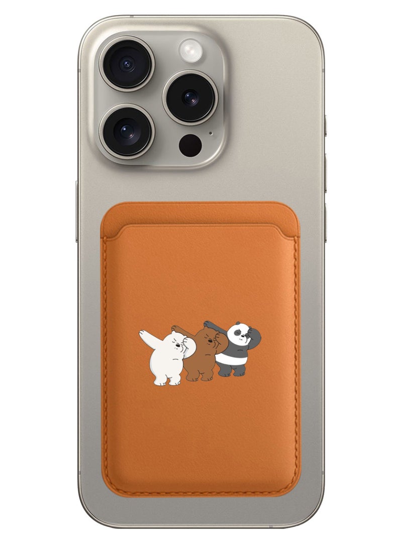 Theodor Magnetic Wallet, Compatible with MagSafe Wallet, for iPhone Wallet, for iPhone 16/15/14/13/12 Series, Not for iPhone 13/12 mini, 3 Card Holder, Vegan Leather, Brown - Panda dance - Image 1