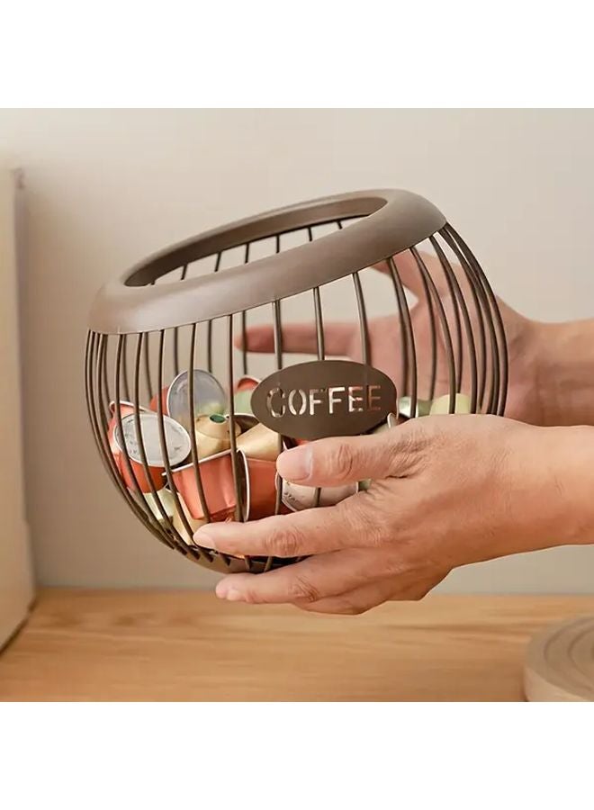 Large Capacity Metal Slanted Basket Organizer For Coffee Capsules Tea Bags Regular Black - Image 4