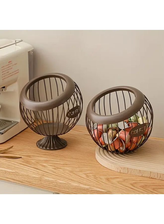 Large Capacity Metal Slanted Basket Organizer For Coffee Capsules Tea Bags Regular Black - Image 5