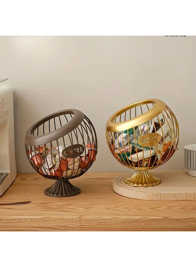 Large Capacity Metal Slanted Basket Organizer For Coffee Capsules Tea Bags Regular Black - Image 3