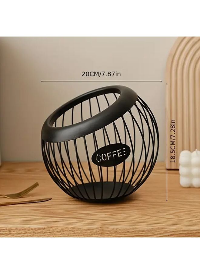 Large Capacity Metal Slanted Basket Organizer For Coffee Capsules Tea Bags Regular Black - Image 1