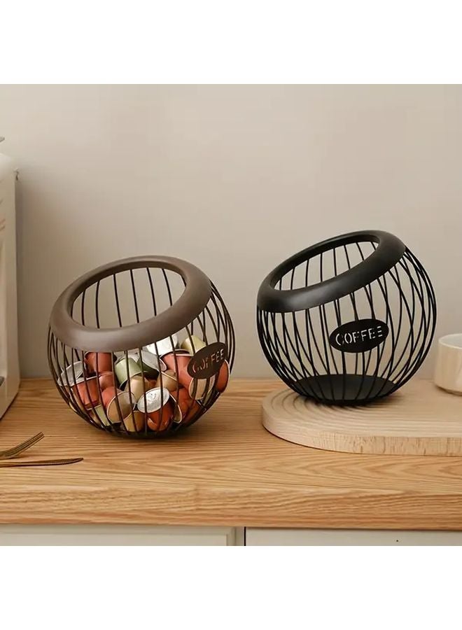 Large Capacity Metal Slanted Basket Organizer For Coffee Capsules Tea Bags Regular Black - Image 2