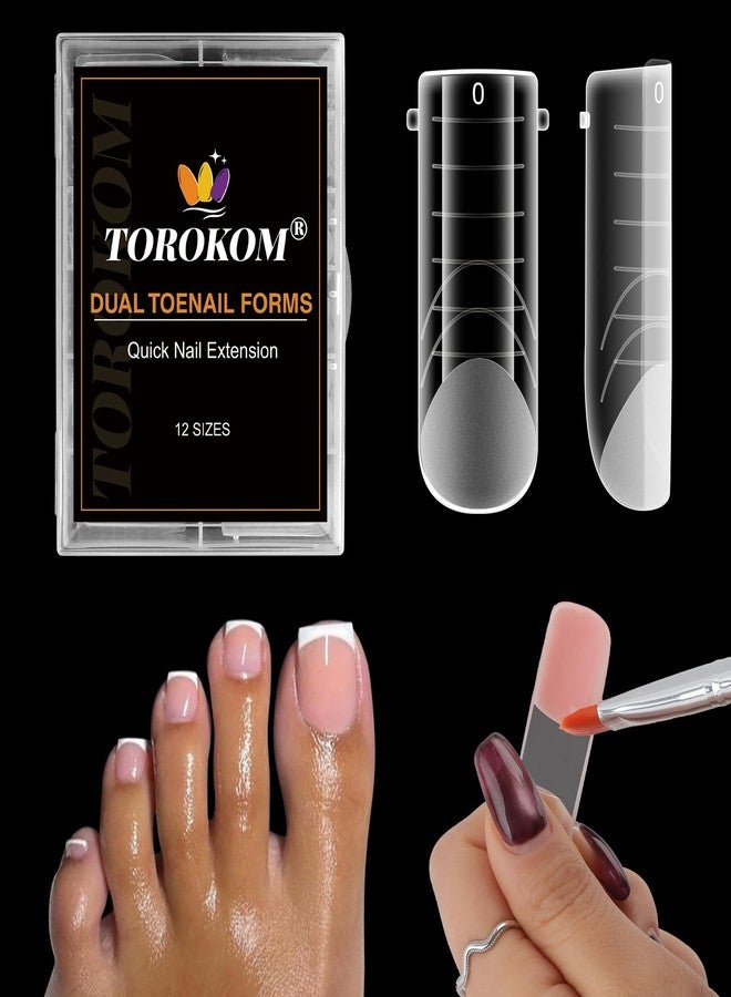 TOROKOM Poly Gel Nail Forms for Toes, Long Square Dual Forms, Toe Pedi Nail Extension, Reusable Toe Nail Tips Mold, 120Pcs, 12 Sizes - Image 1