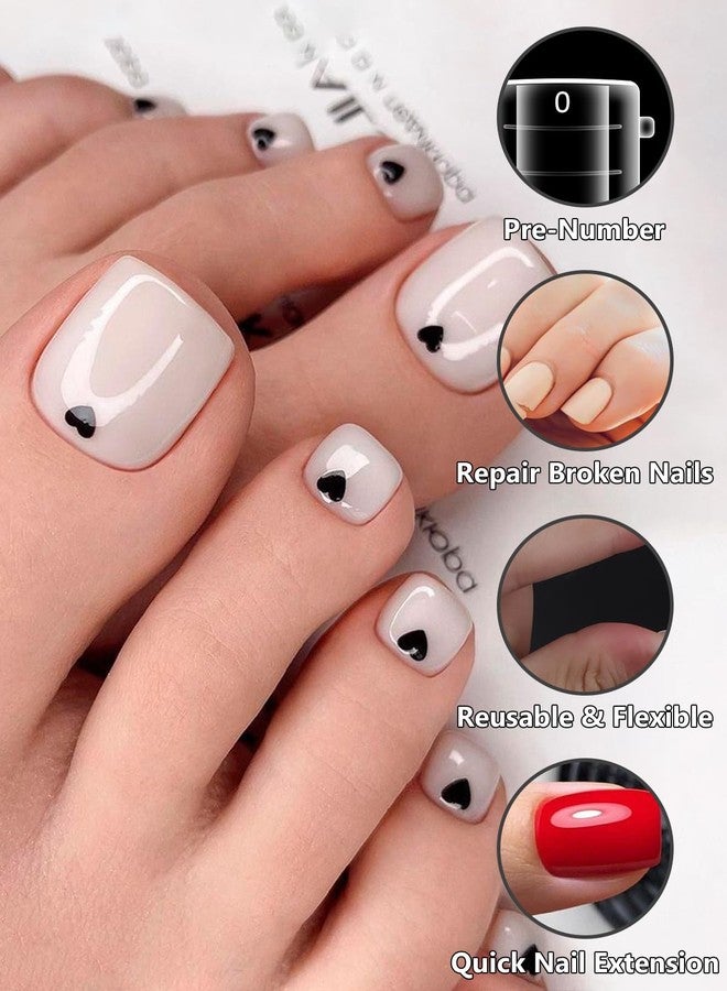 TOROKOM Poly Gel Nail Forms for Toes, Long Square Dual Forms, Toe Pedi Nail Extension, Reusable Toe Nail Tips Mold, 120Pcs, 12 Sizes - Image 5