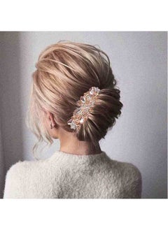 Yheakne Crystal Wedding Hair Clip Barrette Gold Rhinestone Hair Barrette Bling Bridal Headpieces Decorative Head Clip Headwear Crystal Hair Clip Bride Hair Accessories For Women And Girls Gifts (Champagne)  - Image 2