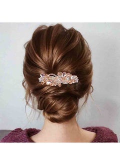Yheakne Crystal Wedding Hair Clip Barrette Gold Rhinestone Hair Barrette Bling Bridal Headpieces Decorative Head Clip Headwear Crystal Hair Clip Bride Hair Accessories For Women And Girls Gifts (Champagne)  - Image 1