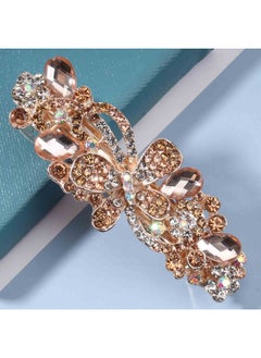 Yheakne Crystal Wedding Hair Clip Barrette Gold Rhinestone Hair Barrette Bling Bridal Headpieces Decorative Head Clip Headwear Crystal Hair Clip Bride Hair Accessories For Women And Girls Gifts (Champagne)  - Image 3