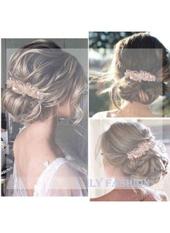 Yheakne Crystal Wedding Hair Clip Barrette Gold Rhinestone Hair Barrette Bling Bridal Headpieces Decorative Head Clip Headwear Crystal Hair Clip Bride Hair Accessories For Women And Girls Gifts (Champagne)  - Image 5