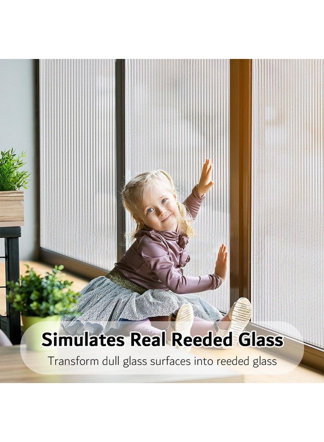 VELIMAX VELIMAX 1/2-Inch Reeded Glass Window Film, Frosted Reeds Window Film, Window Privacy Film, 3D Window Decals Non Adhesive for Bathroom Living Room Office, 23.6x78.7 inches  - Image 2