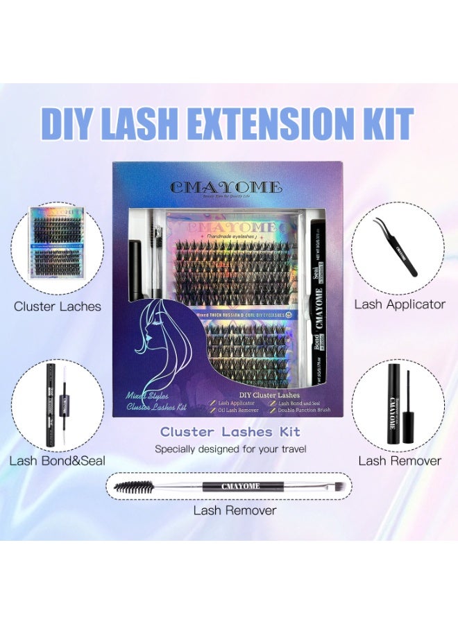 كمايو مجموعة وصلات رموش مكونة من 240 قطعة، مع غراء لاصق للرموش وملقط للرموش، رموش صناعية خفيفة وكثيفة، وصلات رموش فردية للاستخدام المنزلي للنساء. - Image 3