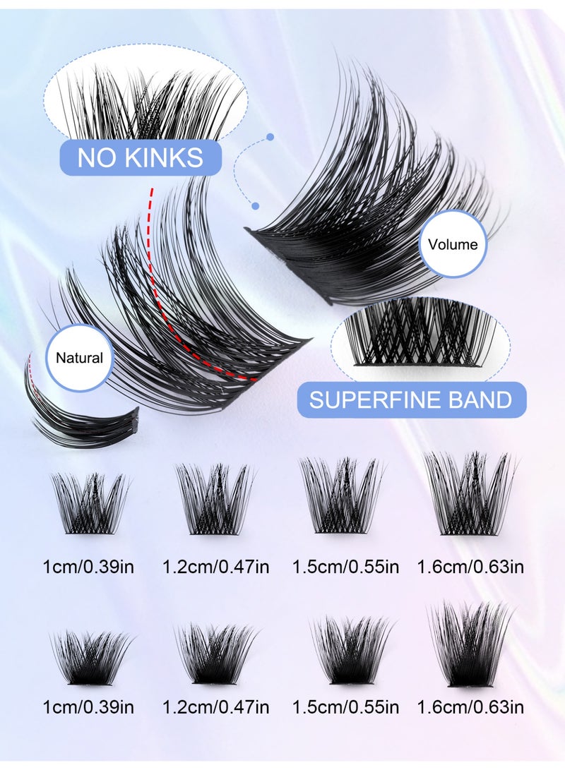 كمايو مجموعة وصلات رموش مكونة من 240 قطعة، مع غراء لاصق للرموش وملقط للرموش، رموش صناعية خفيفة وكثيفة، وصلات رموش فردية للاستخدام المنزلي للنساء. - Image 2