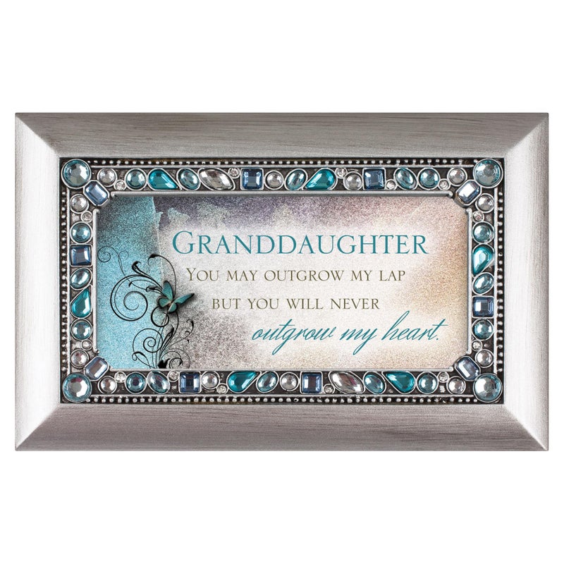 Cottage Garden Granddaughter Jeweled Silver Finish Petite Music Box Plays You Are My Sunshine - Image 2