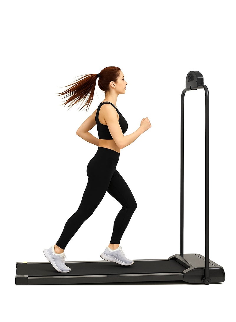 كروني جهاز مشي كهربائي للاستخدام المنزلي - وسادة مشي مدمجة قابلة للطي مع شاشة LED، جهاز تحكم عن بعد، خيار الميل، أقصى حمولة 100 كجم، نطاق سرعة 1-6 كم/ساعة، محرك تيار مستمر 0.65 حصان، مساحة جري 390 × 1030 مم، تطبيق بلوتوث اختياري، وضع المكتب ومقود الدراجة، خيار محمول غير كهربائي للمساحات الصغيرة، منخفض الضوضاء، سهل التخزين - Image 1