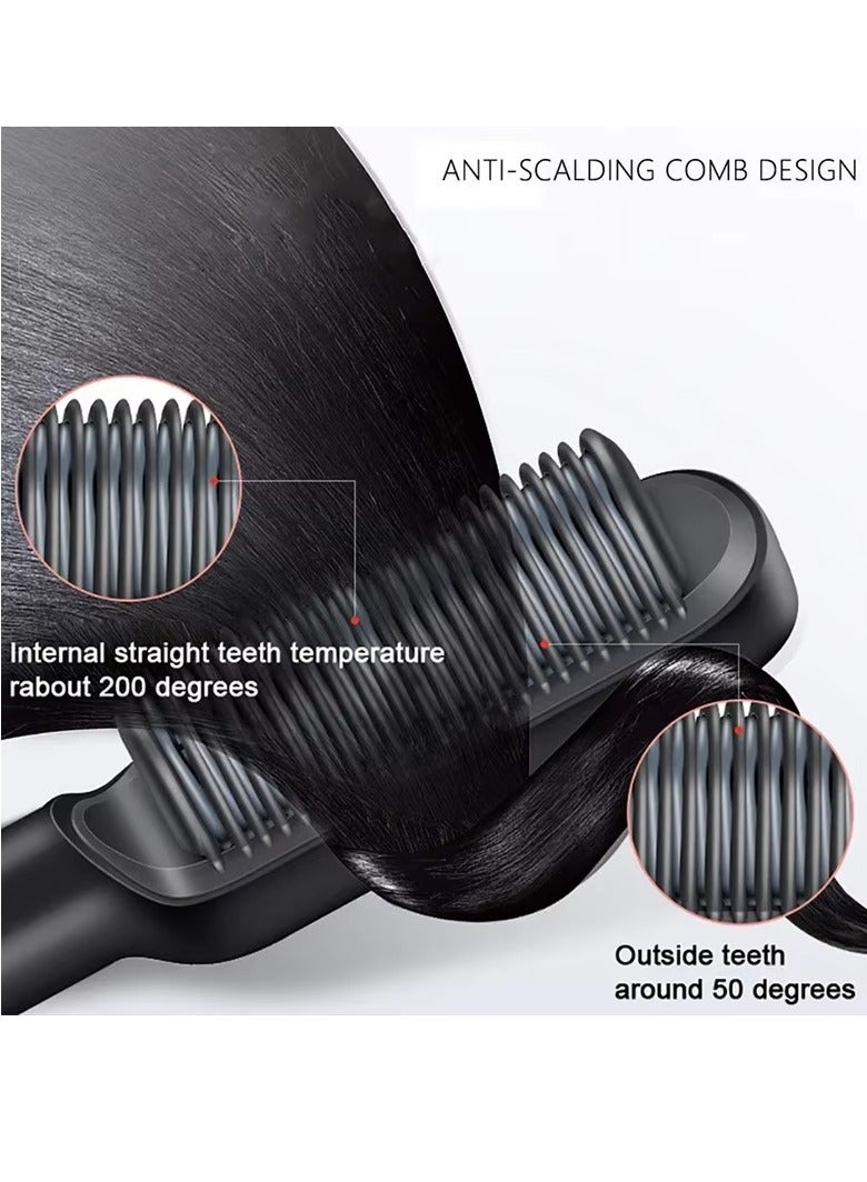 Shopizain 3-in-1 Hair Straightener Brush with Built-in Comb, Heated Ionic Styling Tool for Straightening and Smoothing, Black Color - Image 4
