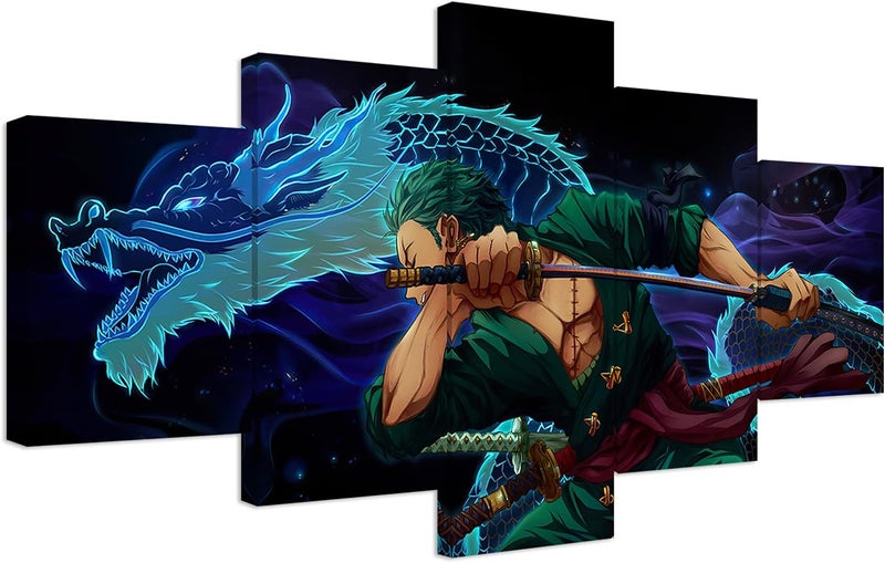 KAIWALK Anime Poster Roronoa Zoro Poster Print on Canvas Painting Wall Art for Living Room Decor Boy Gift (With Frame, Q-Zoro 2) - Image 1