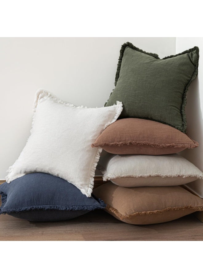 2 Packs Decorative Linen Fringe Throw Pillow Covers 45x45CM Cozy Boho Farmhouse Cushion Cover with Tassels Soft Accent Pillowcase for Couch Chair Sofa Bed Living Room Home Decor,18x18Inch Green - Image 5