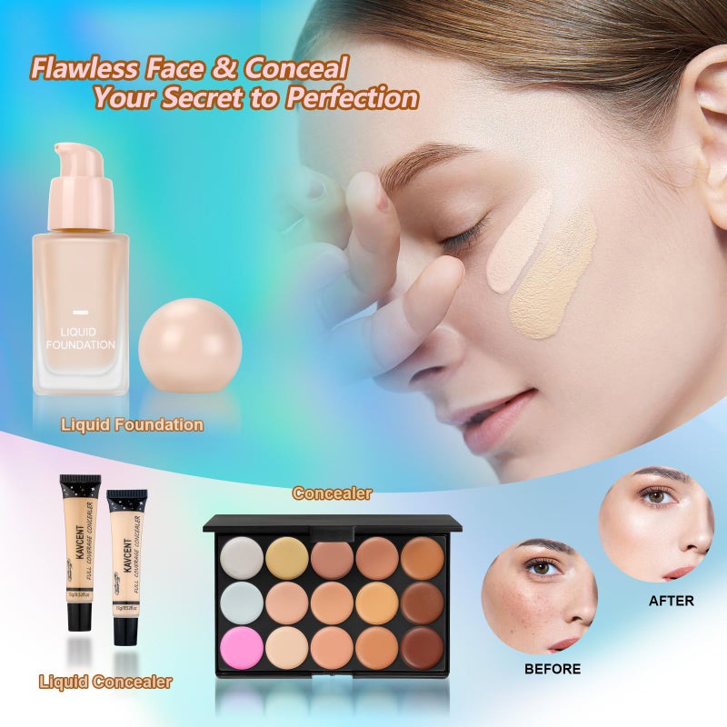 KAVCENT Makeup Kit for Women Full Kit Makeup Set for Teens Teenager Makeup Gift Set for Teen Girls Women Eyeshadow Foundation Makeup Kit for Teens Christmas - Image 4