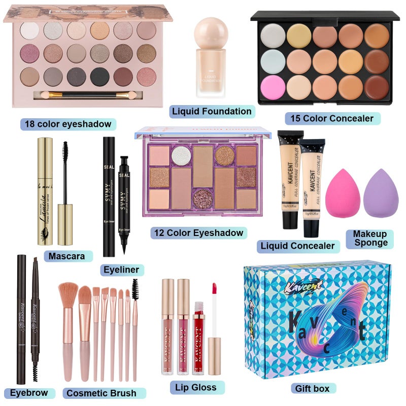 KAVCENT Makeup Kit for Women Full Kit Makeup Set for Teens Teenager Makeup Gift Set for Teen Girls Women Eyeshadow Foundation Makeup Kit for Teens Christmas - Image 2