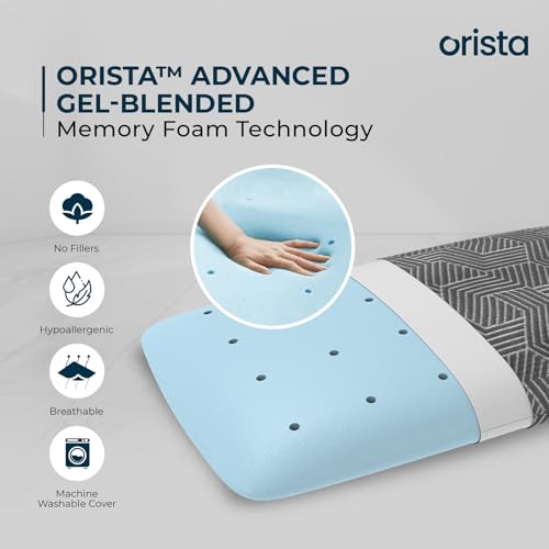 Orista™ Advance Gel Blended Memory Foam Sleep Enhancer Pillow | 2 Year Warranty | Cushions Neck & Shoulder Pain Relief | Orthopedic Pillow Back Side & Stomach Sleepers | 24 x 16 x 2 Inch | Set of 1 - Image 5
