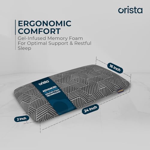 Orista™ Advance Gel Blended Memory Foam Sleep Enhancer Pillow | 2 Year Warranty | Cushions Neck & Shoulder Pain Relief | Orthopedic Pillow Back Side & Stomach Sleepers | 24 x 16 x 2 Inch | Set of 1 - Image 2