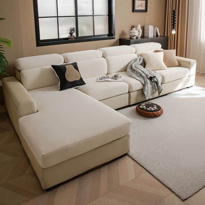 Coffee 3 Seater Plaid Elastic Sofa Cover Stretchable Non Deforming 360 Wrap Seat Cushion Protector - Image 5