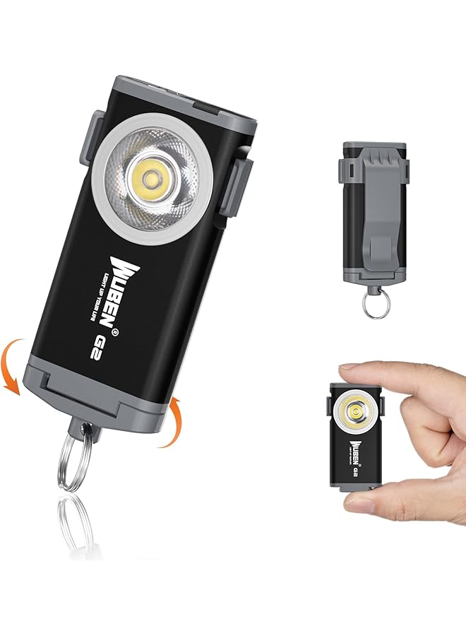 WUBEN G2 EDC Flashlight Rechargeable, Super Bright 500 Lumens Keychain Flashlight, 5 Modes LED Pocket Flashlight Compact, Small Mini Magnetic Work Light with Clip for Camping, Everyday Use (Black) - Image 1