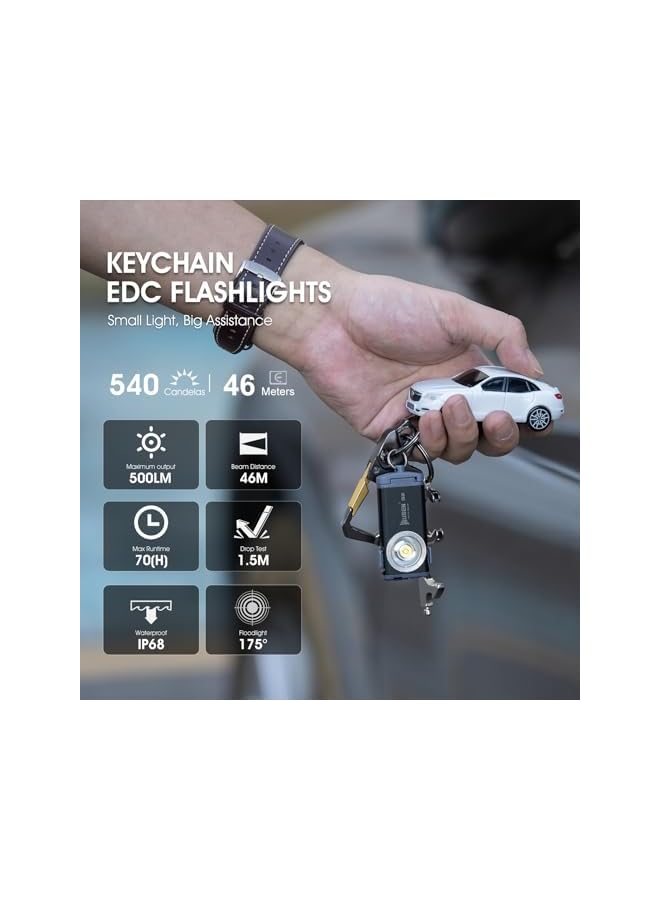 WUBEN G2 EDC Flashlight Rechargeable, Super Bright 500 Lumens Keychain Flashlight, 5 Modes LED Pocket Flashlight Compact, Small Mini Magnetic Work Light with Clip for Camping, Everyday Use (Black) - Image 3
