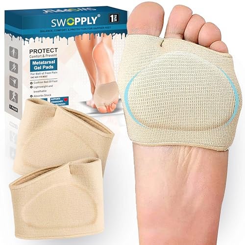 SWOPPLY Silicone Forefoot Pad for Pain Relief – Hallux Valgus Bunion Sleeve, Metatarsal Cushion, Ball of Foot Support for High Heels, Morton's Neuroma Relief, Bunion Corrector Toe Sleeve - Image 1