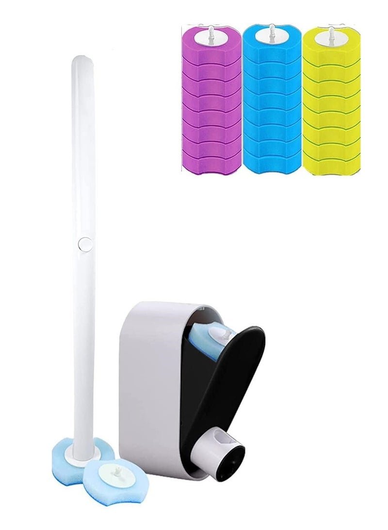 سوفام تنظيف حوض المرحاض القابل للتخلص مع 24 إعادة تعبئة إذابة الأتربة استبدال الفرشاة الإسفنجية الرؤوس، تنظيف حوض المرحاض الأتربة لتنظيف الحمام - Image 1